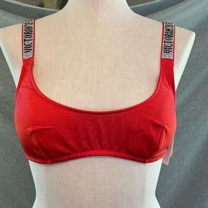 Victoria’s Secret Shine Strap Tulum Scoop Swim Top Red Medium